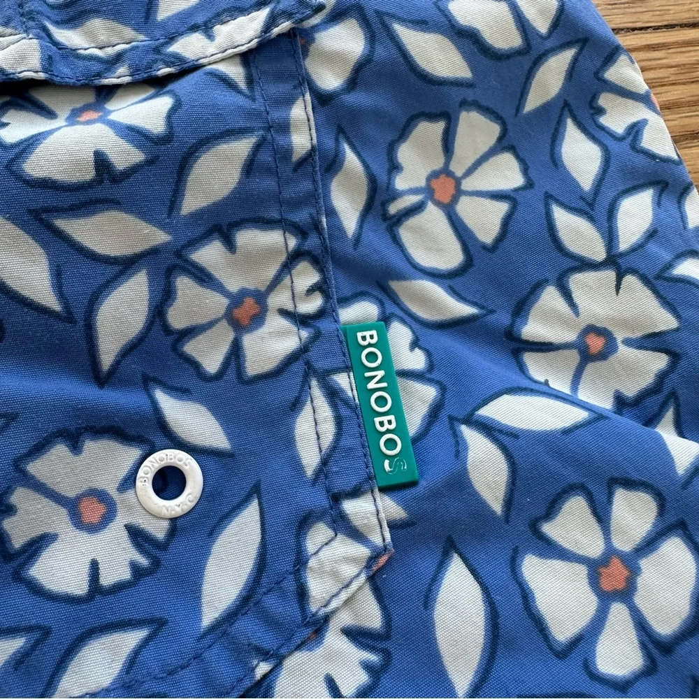 Bonobos Men’s blue white floral bathing suit swim trunks size 31 7 inch